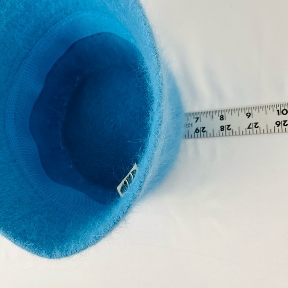 Cheveux CC Teal Blue Angora Blend Bucket Pill Box Hat with leather bow One Size - Picture 9 of 12